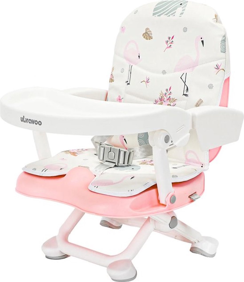 Gran Vida® - Eetstoeltje - Stoelverhoger - Lichtgewicht - Opvouwbaar - Makkelijk Schoon te Maken - Vanaf 6 Maanden - Flamingo's