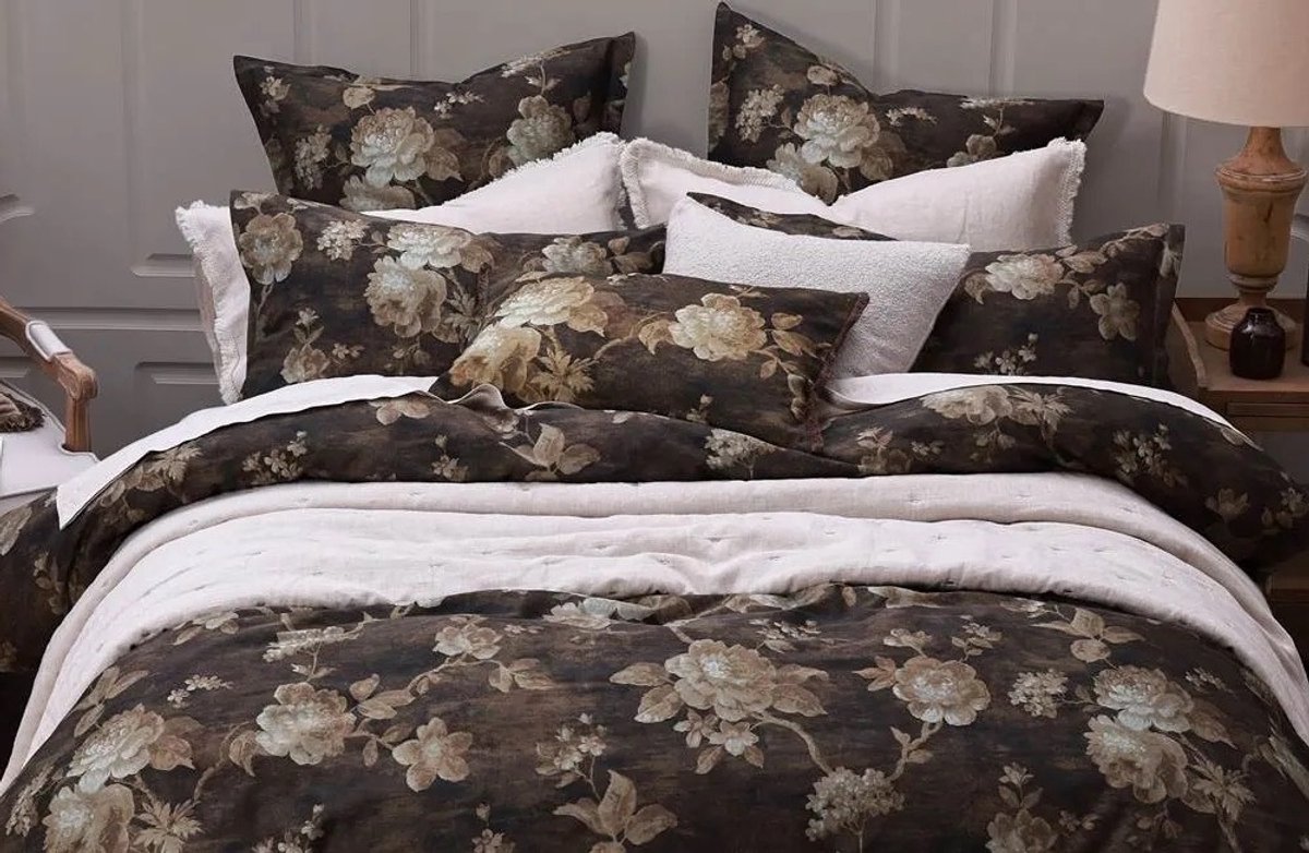 M.M Linen Desdemona Dekbedovertrek - Lits-jumeaux - 240x200/220 cm - Bruin