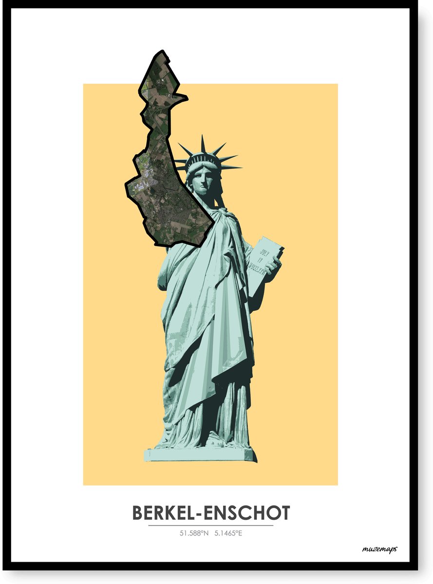 Poster Berkel-Enschot - Handgemaakte stadskaart - Pop-Art Design - B2 (50 x 70 cm) - MuzeMaps