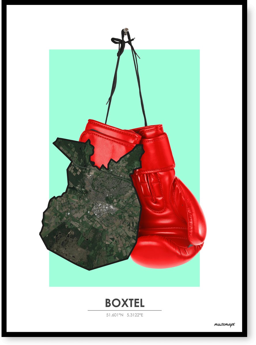 Poster Boxtel - Handgemaakte stadskaart - Pop-Art Design - B2 (50 x 70 cm) - MuzeMaps