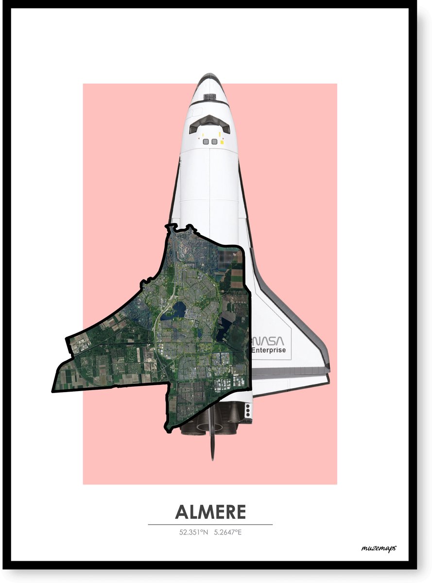 Poster Almere - Handgemaakte stadskaart - Pop-Art Design - B2 (50 x 70 cm) - MuzeMaps