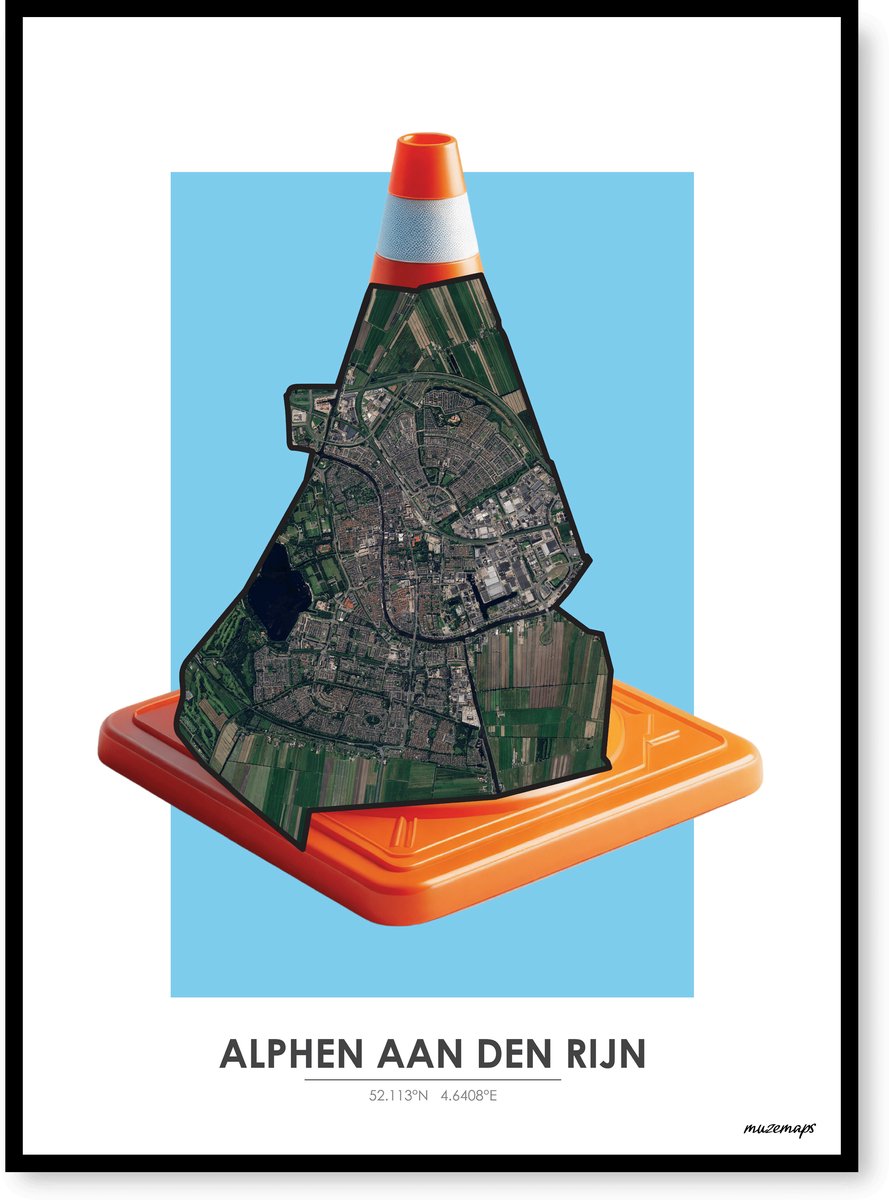 Poster Alphen aan den Rijn - Handgemaakte stadskaart - Pop-Art Design - B2 (50 x 70 cm) - MuzeMaps
