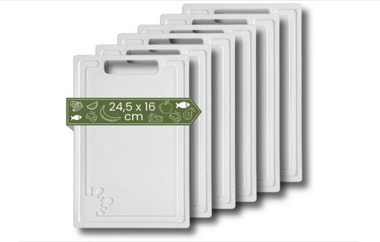 Blumtal ontbijtplankjes kunststof 25x15 cm in set van 6 - plankjes vaatwasmachinebestendig - ontbijtplankjes kunststof BPA-vrij - snijplank klein grijs gemêleerd