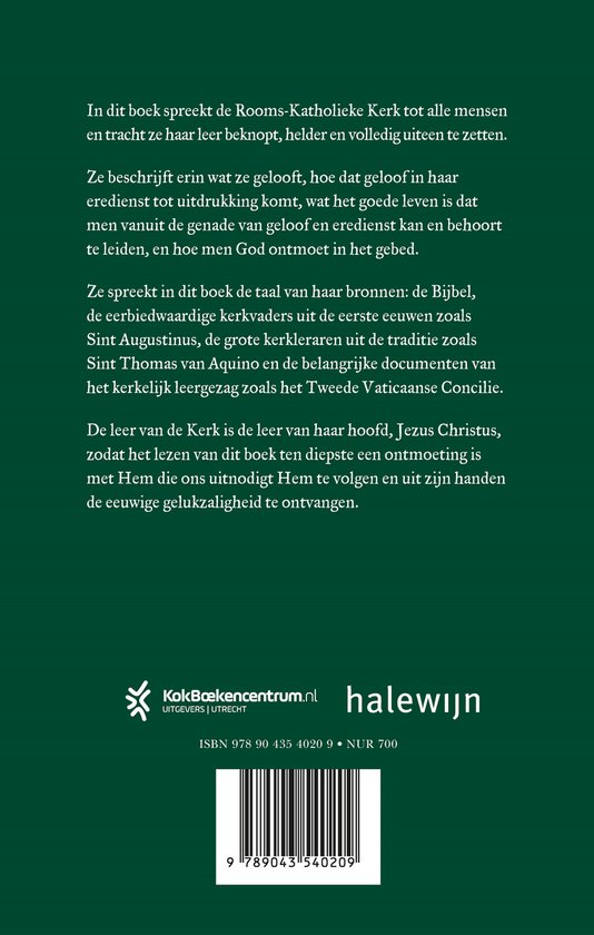 Boekomslag met tekst over de Rooms-Katholieke Kerk en een barcode.