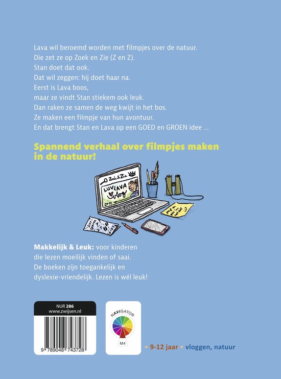 Boekpagina met tekst over Lava, Stan, vloggen en natuur. Twee jaar.
