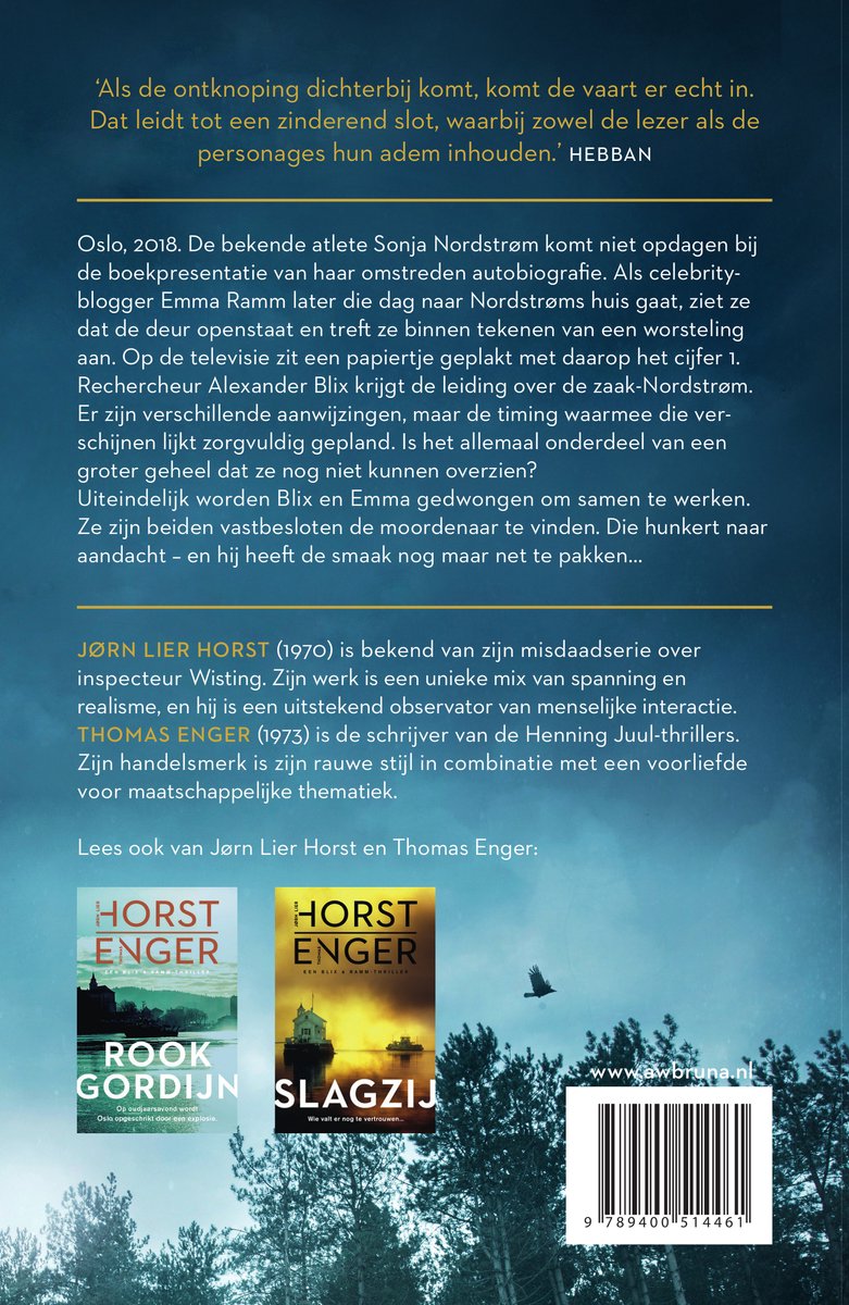 Achterkant 'Nulppunt' met tekst en twee andere boekcovers.