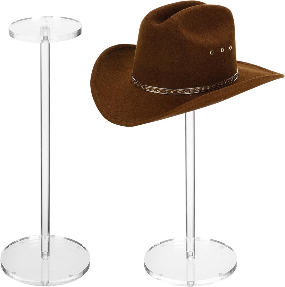 Duidelijke Acryl Hoed Stands - 12 Inch Display Rack met Ronde Basis