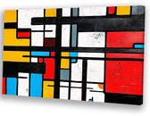 Motif abstrait aux couleurs primaires - Géométrie sur toile - Formes d'art mural - Art abstrait - Décoration de salon industriel - Art mural - Toile 120x80 cm