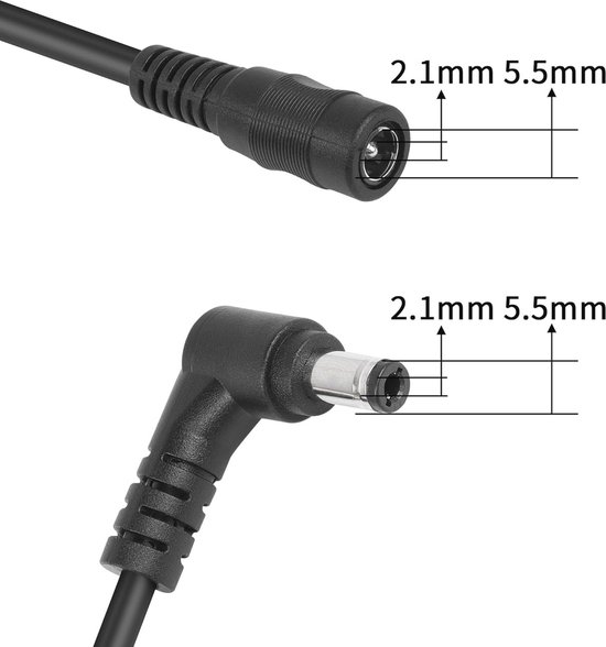 DC verlengkabel 90 graden 12V, 5,5 x 2,1 mm, mannelijke naar vrouwelijke adapter voor beveiligingscamera van Merkloos — afbeelding 4