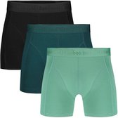 Boxers Rico en Bamboo Basics confortable et doux comme de la soie (lot de 3) - Zwart, Petrol et vert clair ton sur ton - XXL