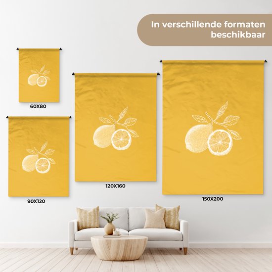 Tapisserie murale 120x160 cm - Citrons - Illustration - Minimaliste - Jaune - Tapisserie - Tapisseries