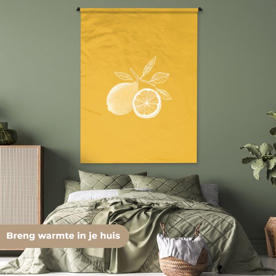 Tapisserie murale 120x160 cm - Citrons - Illustration - Minimaliste - Jaune - Tapisserie - Tapisseries