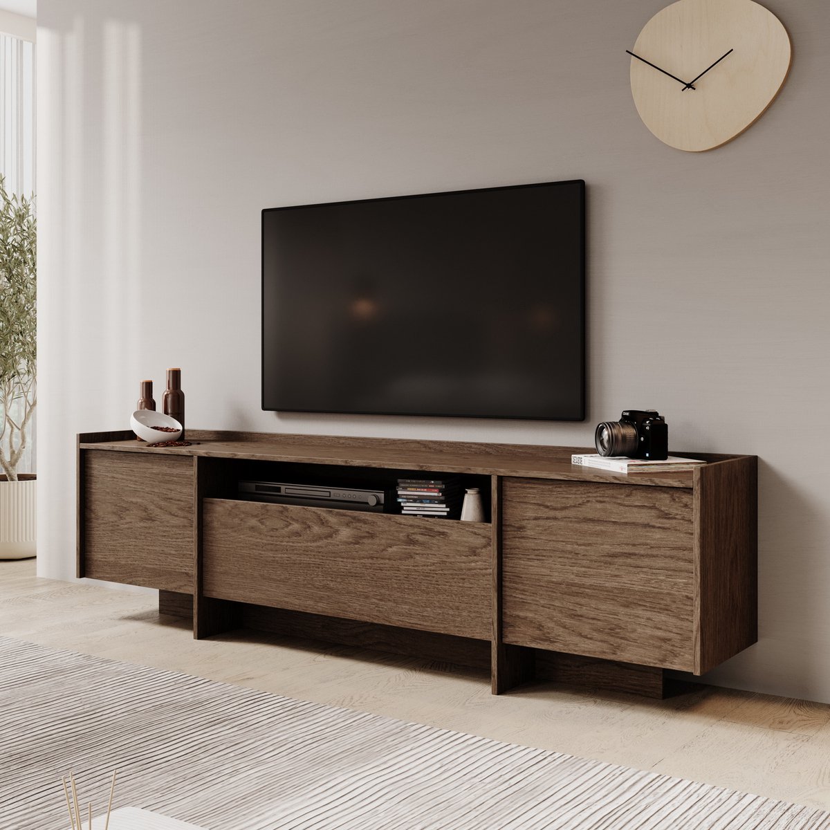 MEUBELLA TV-Meubel Jaxon - Donker eiken - 197 cm Bruin