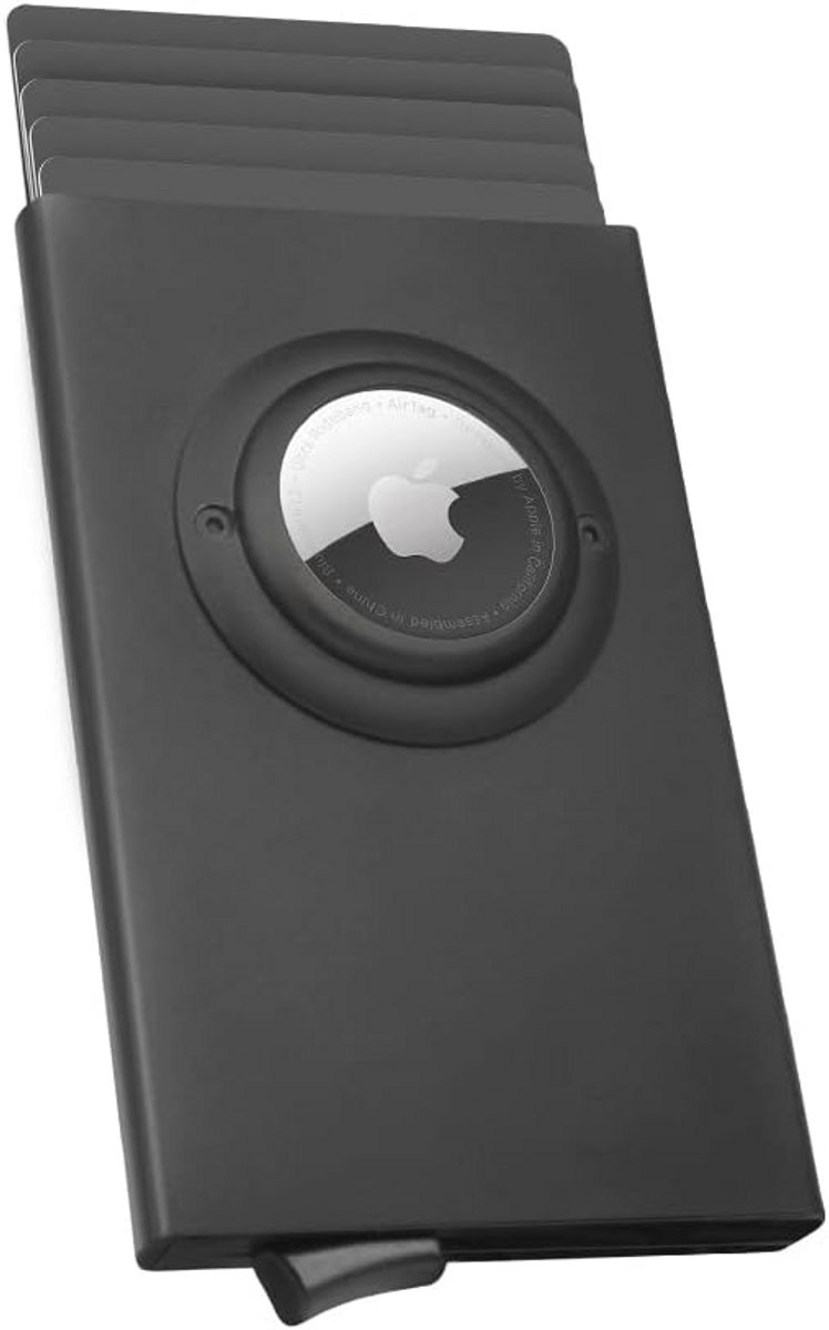 Dunne RFID Blokkerende Portemonnee met AirTag-houder - Voor 5 Kaarten, Stijlvolle Aluminium Kaarthouder
