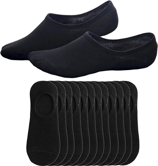 12 paires - chaussettes - chaussettes - chaussettes invisibles - chaussettes basses - pour femmes et hommes - chaussettes invisibles antidérapantes - coupe basse - respirantes - décontractées - fines - antidérapantes - noires