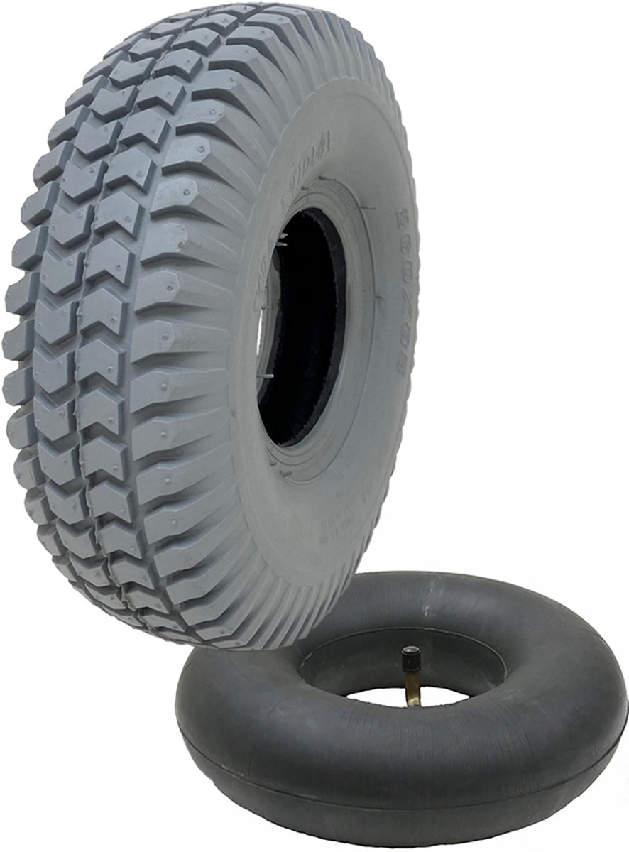 260x85 grijze banden- en binnenbuizenset voor scootmobielen, 3,00x4 band P6023 met niet-afgevend loopvlak