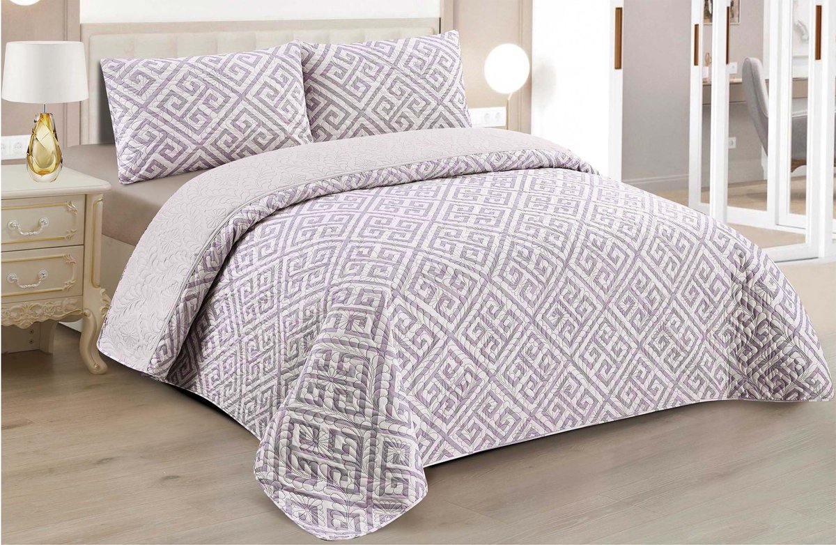 Ibenzoa® Lichte en Ademende Omkeerbare Sprei met Tweekleurig Ontwerp en Kussenslopen voor Alle Seizoenen