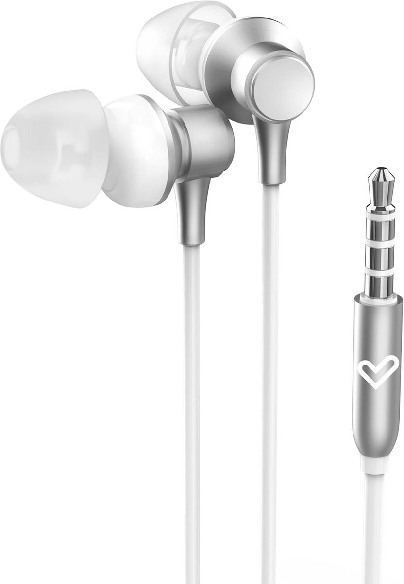 Metallized In-Ear Hoofdtelefoon met Microfoon en 3,5 mm Jack - Wit