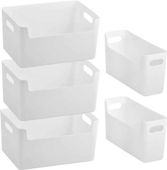 6x Witte Opbergboxen-opbergdozen-opbergmanden Kunststof - 5 Liter   Opbergen Manden Dozen Bakken   Opbergers