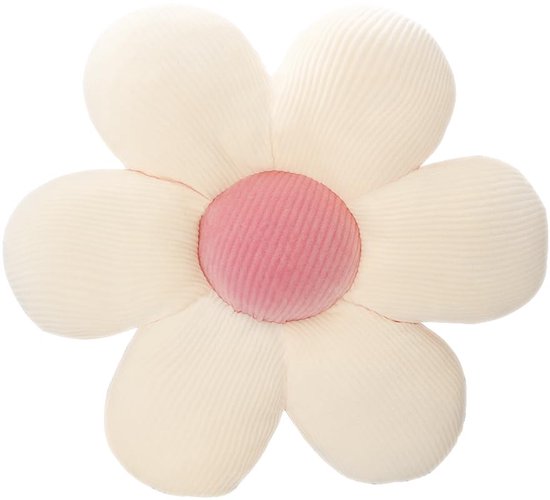 FSRONGXI Bloemenkussen Decor, witte sierkussens, Schattige vloerkussens, Esthetisch Preppy-kamerdecoratiekussen voor bed, bank, stoel 38 cm (Wit en roze FSRONGXI Bloemenkussen Decor, witte sierkussens, Schattige vloerkussens, Esthetisch Preppy-kamerdecoratiekussen voor bed, bank, stoel 38 cm (Wit en roze