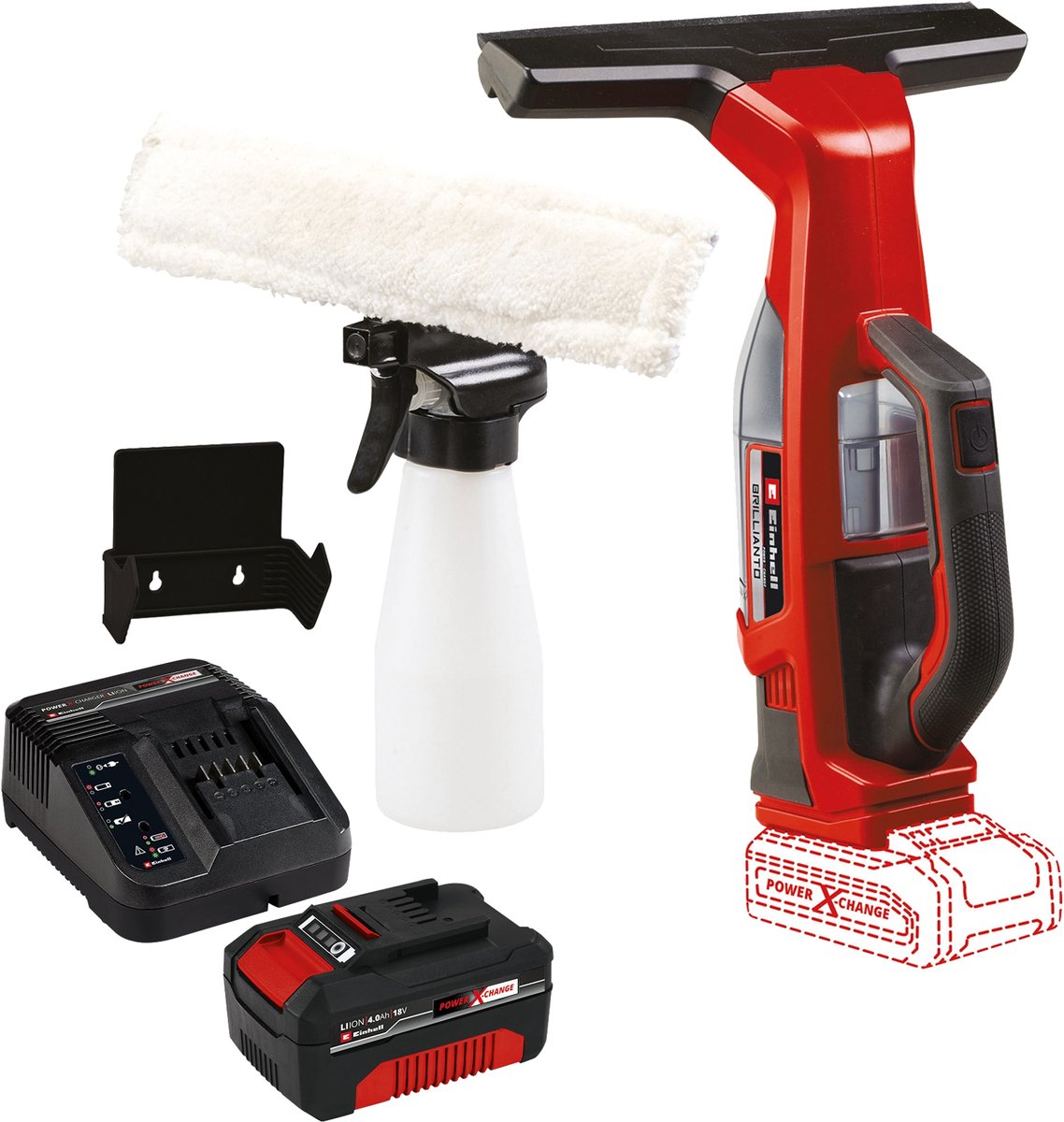 EINHELL Accu-raamreiniger Brillianto Kit (1x 4,0 Ah)