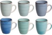 Cookinglife Mok Delice Blue Blauw 6 stuks 350 ml - Aardewerk - Vaatwasser- & Magnetronbestendig