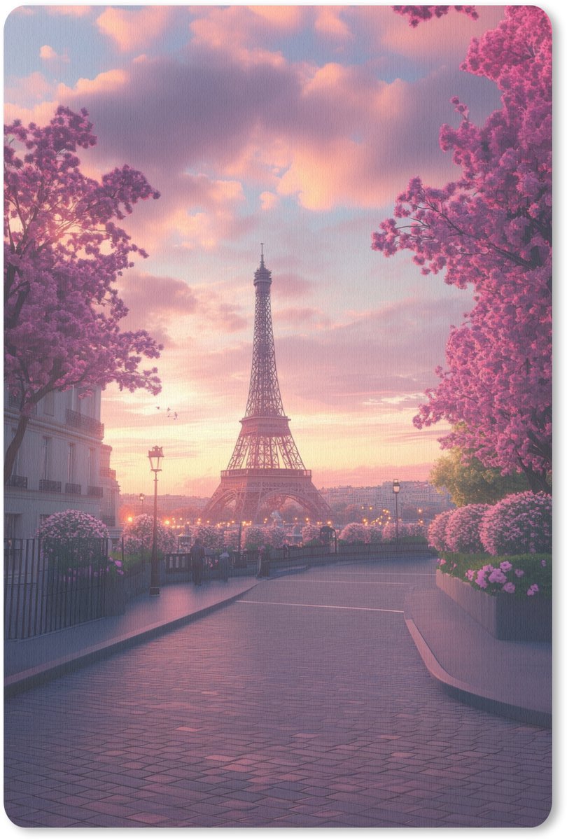 Muismat 18x27 cm - Mousepad Eiffeltoren - Parijs - Roze - Muismatten