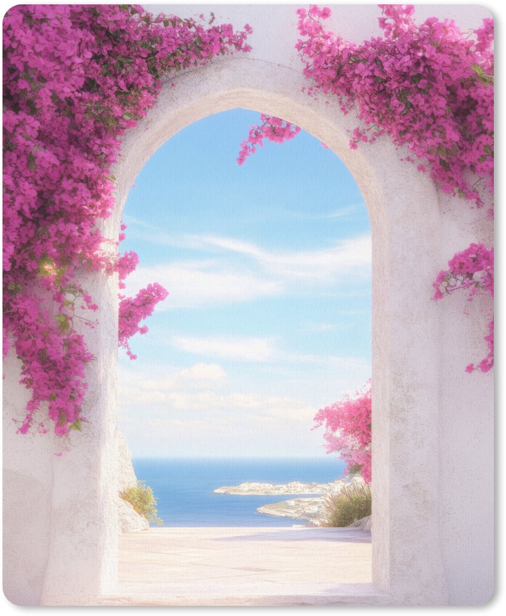 Muismat 19x23 cm - Mousepad Zee - Roze - Bloemen - Poort - Muismatten