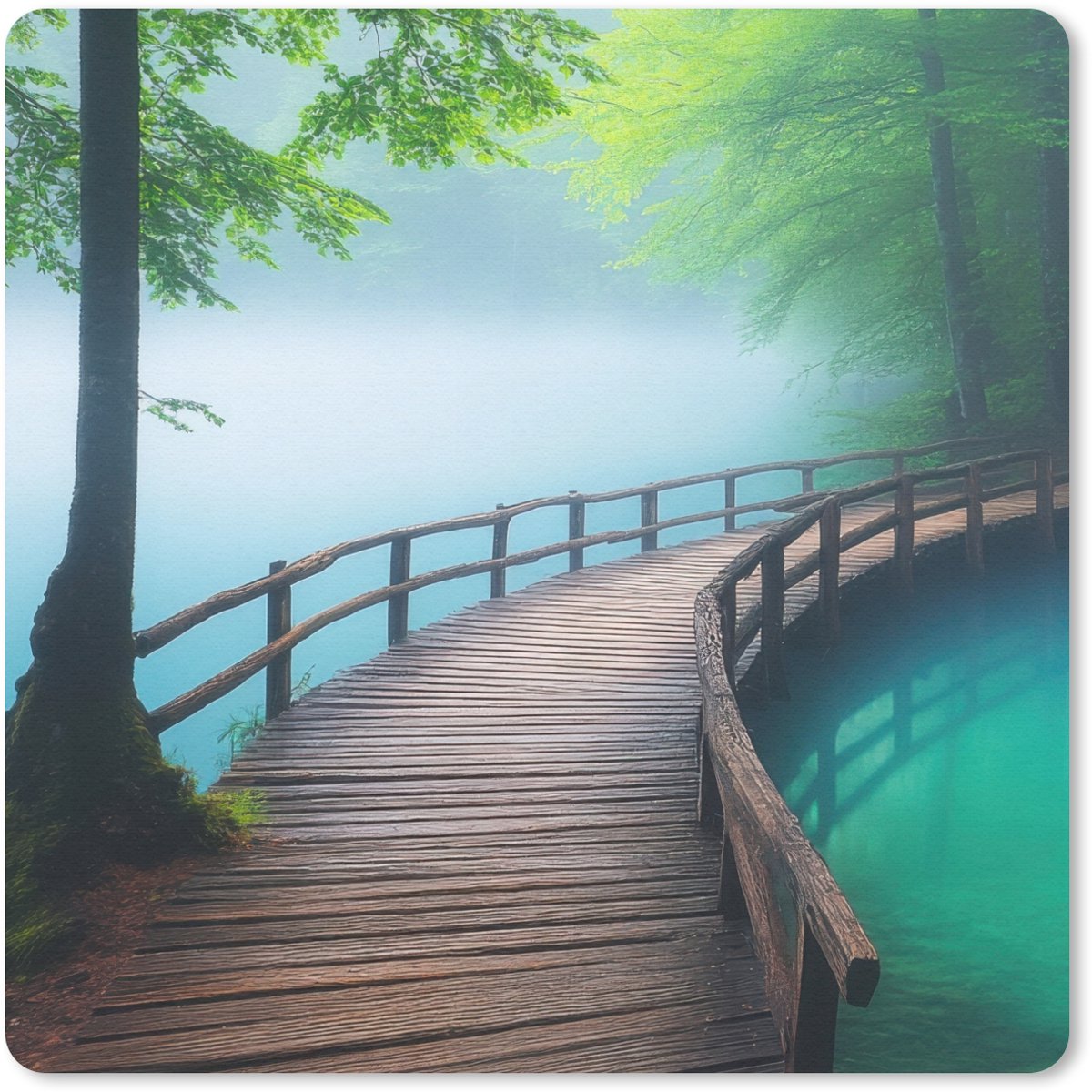 Muismat 30x30 cm - Mousepad Brug - Water - Rivier - Bos - Muismatten
