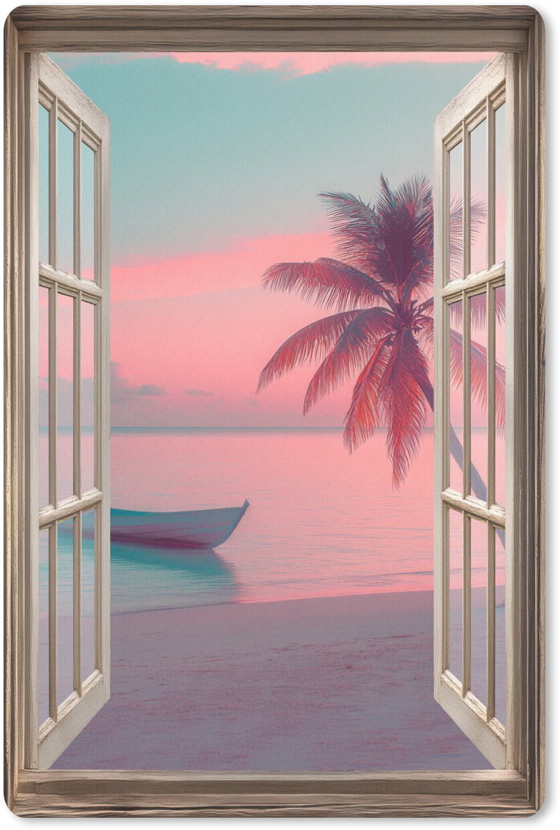 Muismat 18x27 cm - Mousepad Doorkijk - Strand - Palmboom - Tropisch - Muismatten