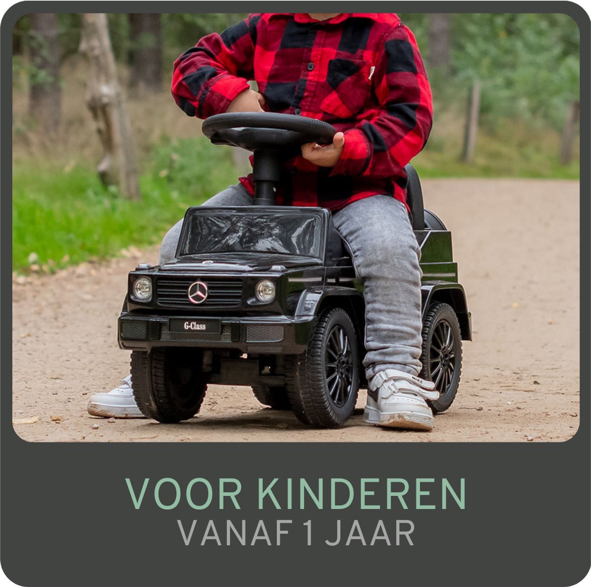 Bandits & Angels Loopauto Mercedes Benz G350D Zwart vanaf 1 jaar voor Jongens en Meisjes - Stimuleert Motorische Vaardigheden - Loopwagen 24 cm - Zwarte Loop Auto — afbeelding 7