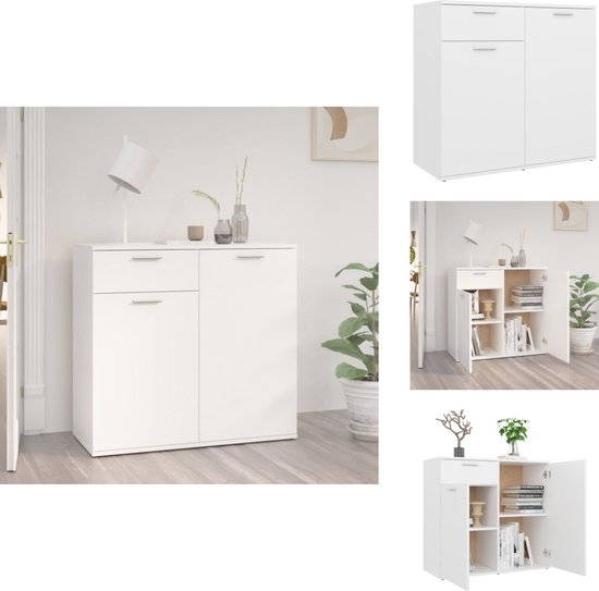 Buffet vidaXL 80 x 36 x 75 cm Bois traité Blanc brillant