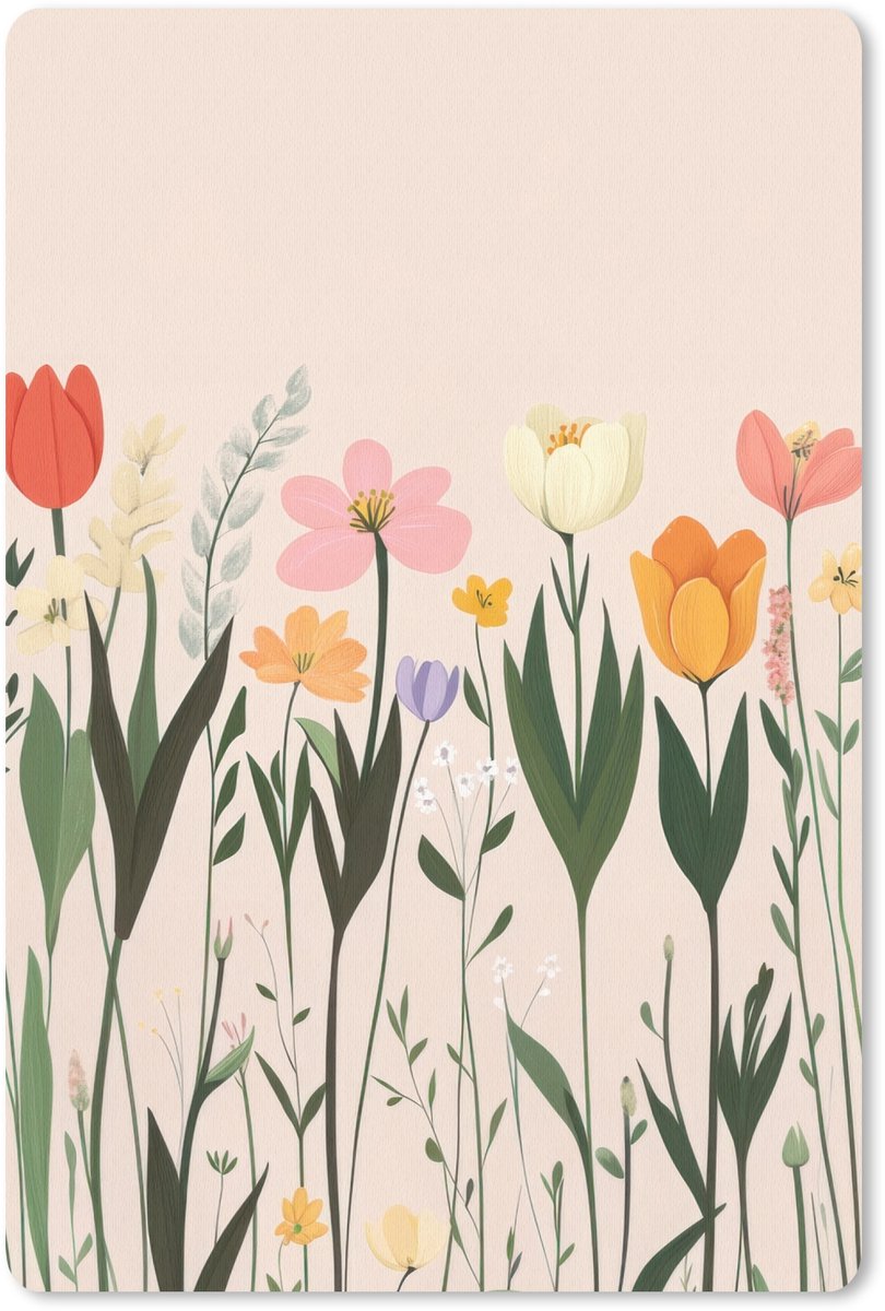 Muismat 18x27 cm - Mousepad Pasteltinten - Bloemen - Illustratie - Muismatten