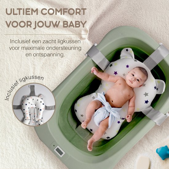 Bellettini® Opvouwbare Baby Bad inclusief kussen - Peuterbad - Groen van Bellettini — afbeelding 5