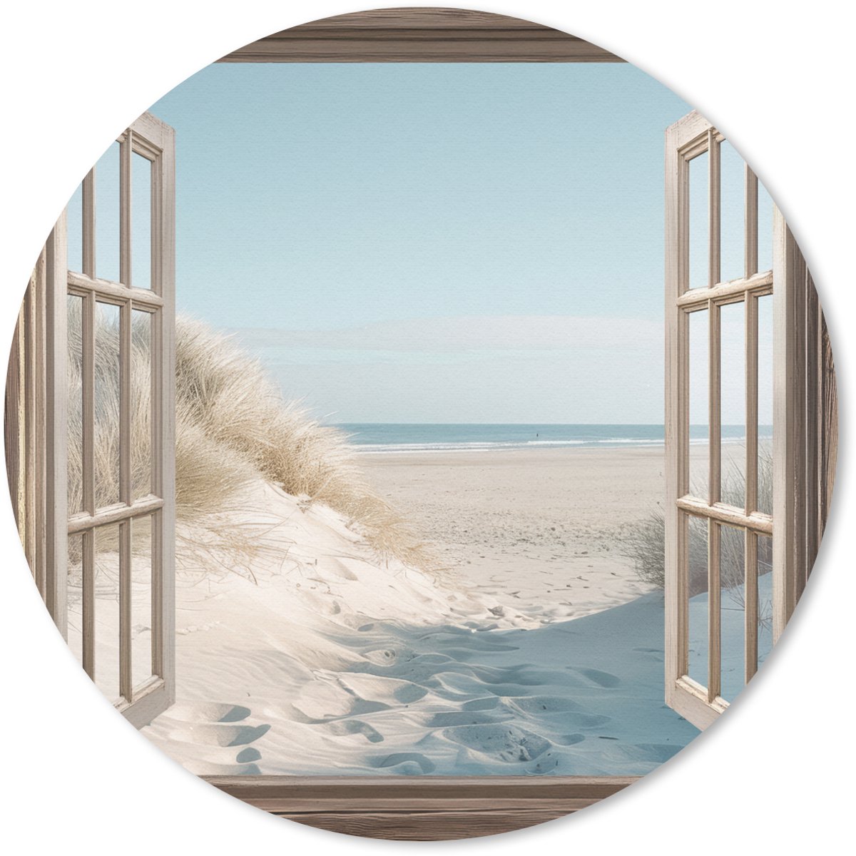 Muismat rond 30x30 cm - Mousepad Doorkijk - Helmgras - Duinen - Zee - Landschap - Ronde muismatten