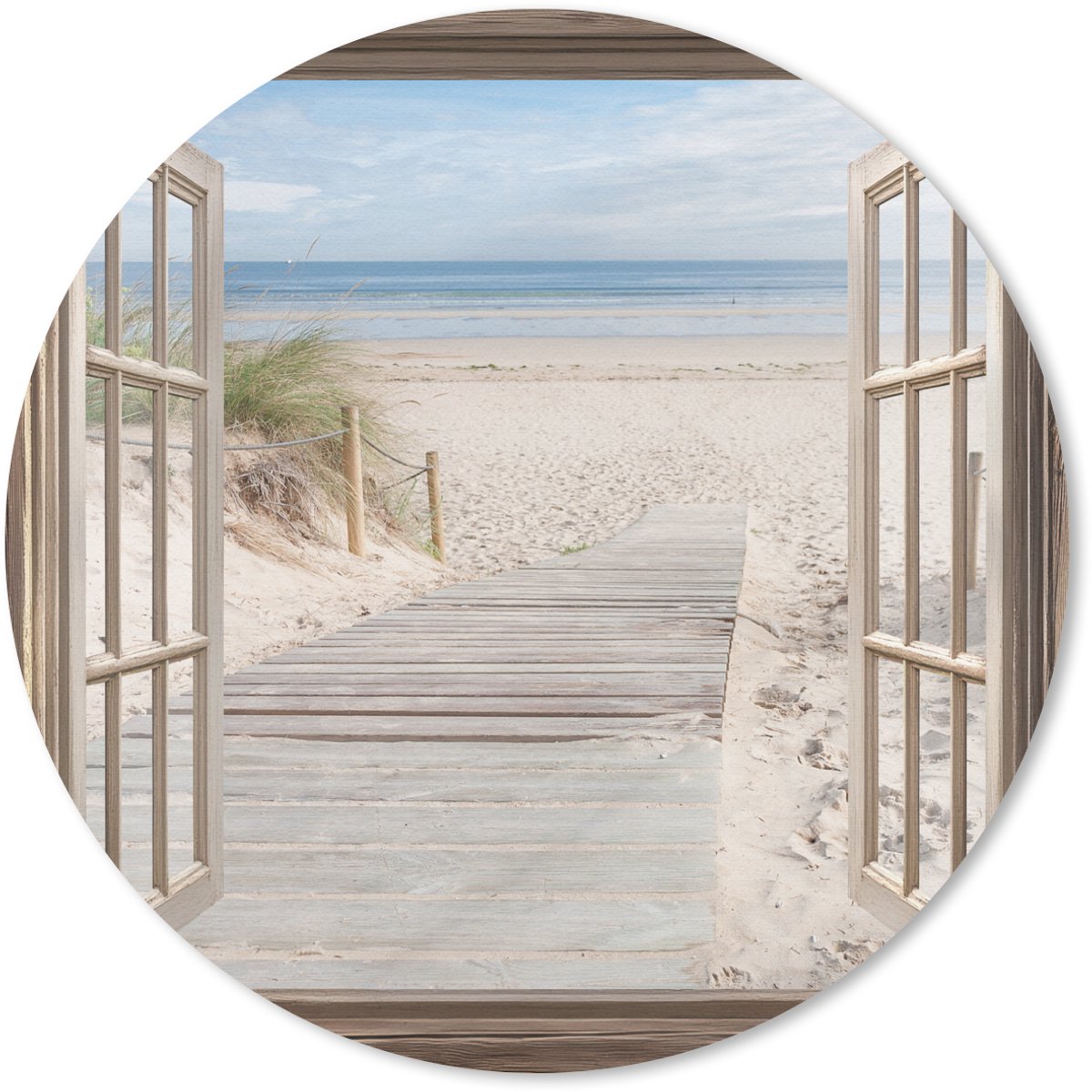 Muismat rond 50x50 cm - Mousepad Doorkijk - Strand - Duinen - Pad - Landschap - Ronde muismatten