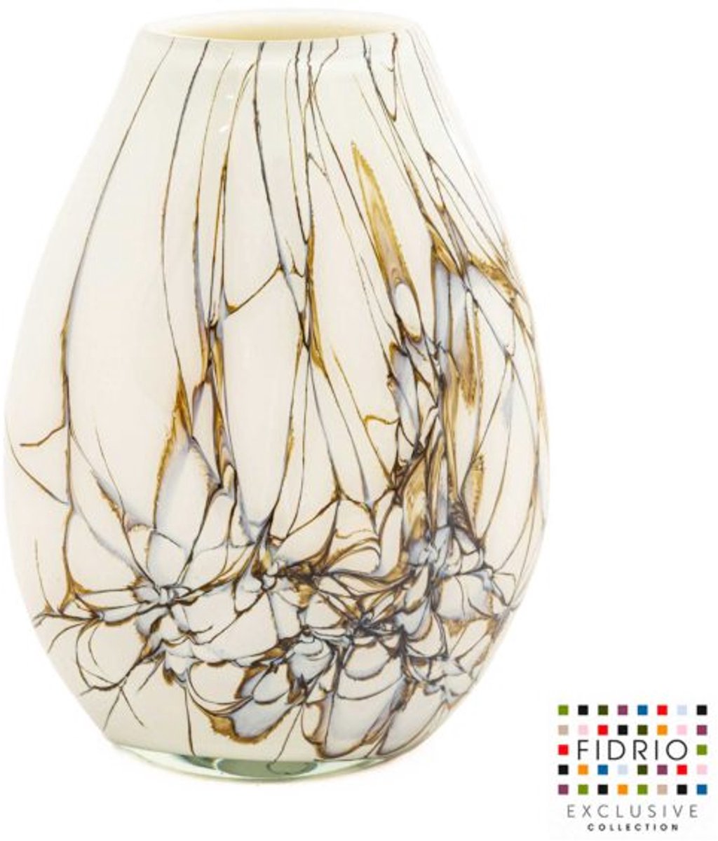 Design Vaas organic - Fidrio LIGHTENING - glas, mondgeblazen bloemenvaas - hoogte 30 cm