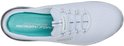 Boven aanzicht van een witte Skechers instapper met turquoise 'Memory Foam' binnenzool.