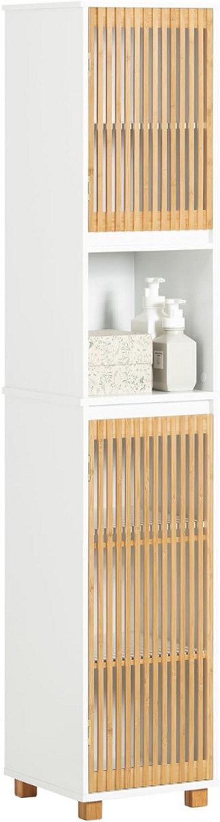 Zylo® Kolomkas Staand - Opbergkasten met Deuren - Hoge Kast - Wit - 33cm x 33cm x 165cm