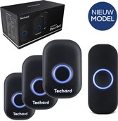 Techard Draadloze Deurbel met 3 Ontvangers Deurbellen Deurbelset Plug & Play Doorbell IP44 Waterdicht - 2025 Model