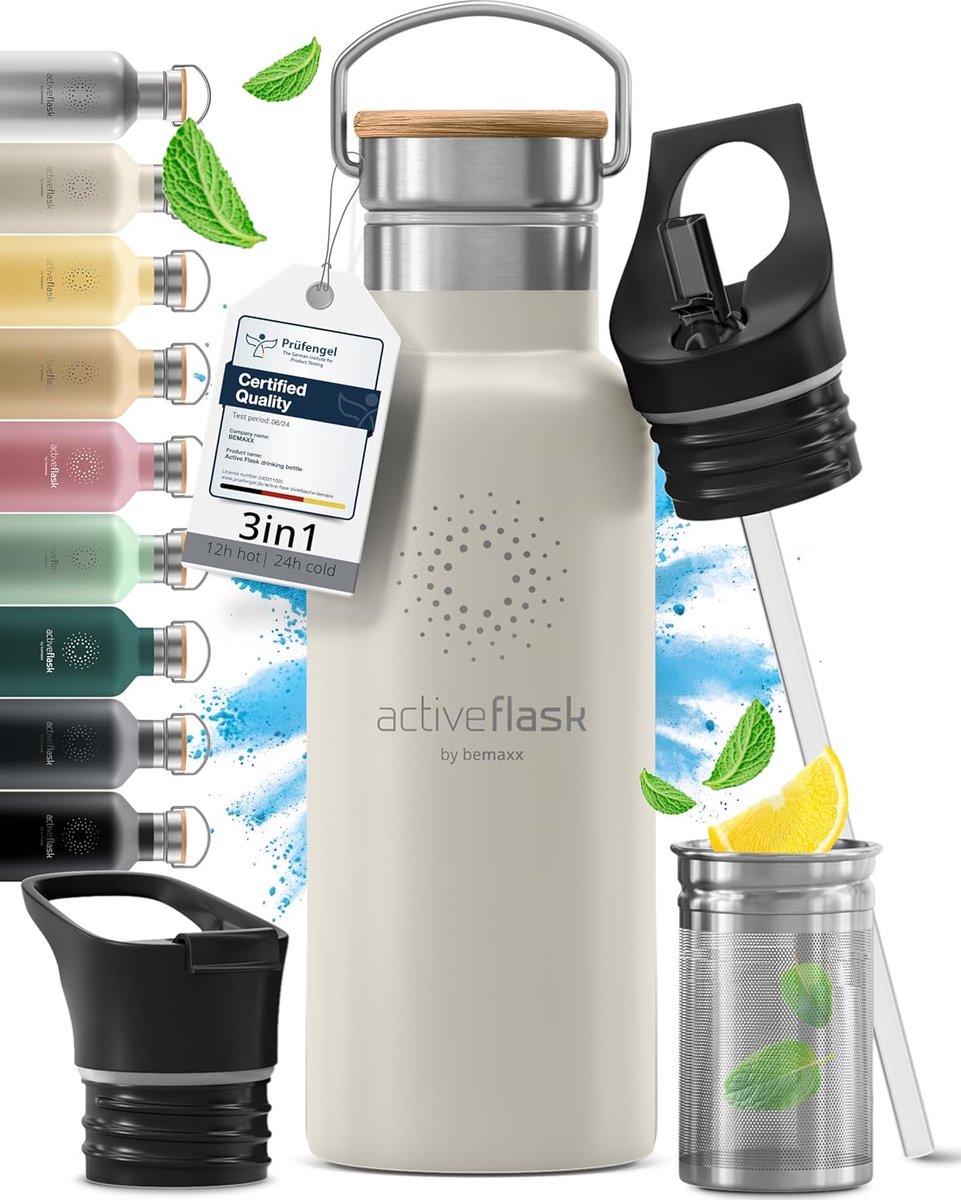 Gourde Inox Velo Gourde, Acier Inoxydable, Active Flask Paille (3