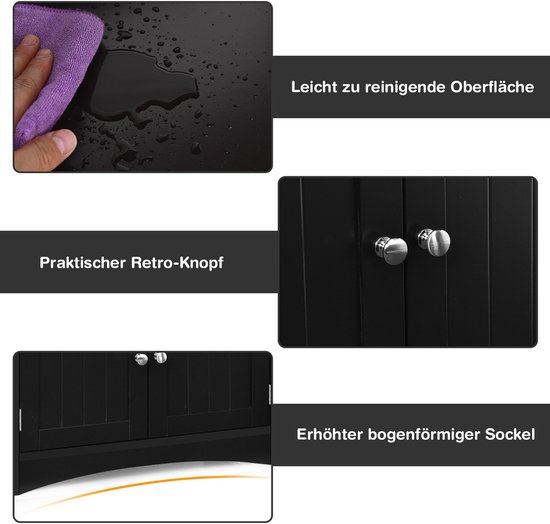 COSTWAY Badkamerkast, badkamerkast, vrijstaande onderkast, keukenkast met enkele deur en verstelbare plank, dressoir, bijzetkast voor badkamer, woonkamer (grijs