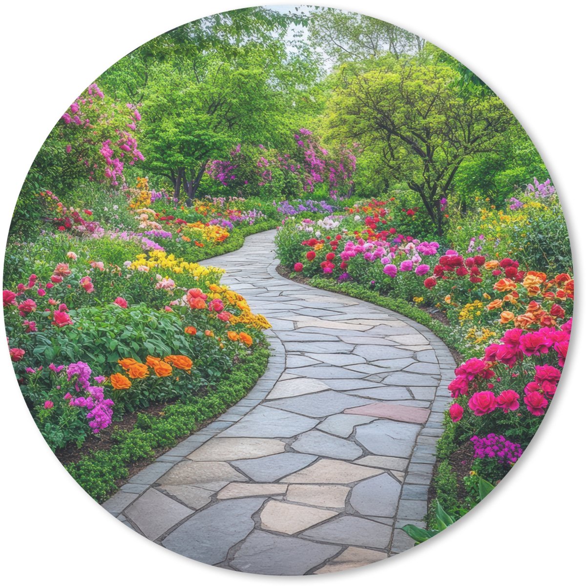 Muismat rond 20x20 cm - Mousepad Park - Bloemen - Tuin - Ronde muismatten