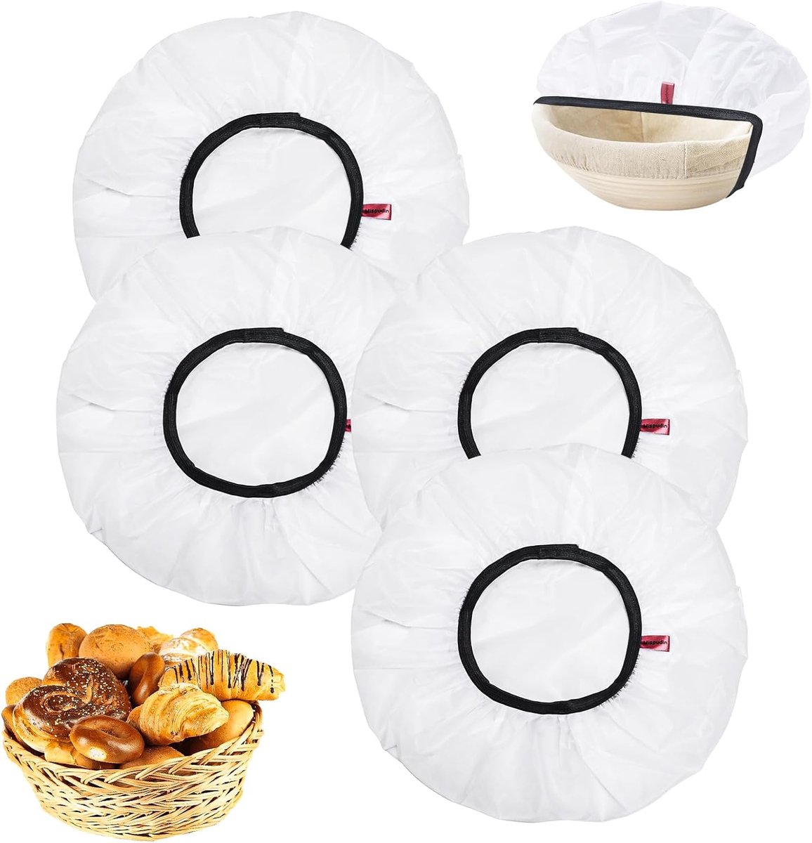 Dinghaole Bakkerslinnen ovaal, linnen doek met elastische tailleband, deegdoek voor fermentatiemandje, inzetstuk voor broodmand, bakaccessoires (ovaal