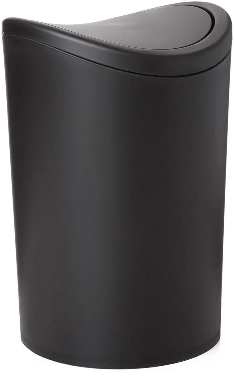 Badkameremmer - Prullenbakje Vuilnisbak - Afval Opbergen - Schommeldeksel - 6 liter - Zwart