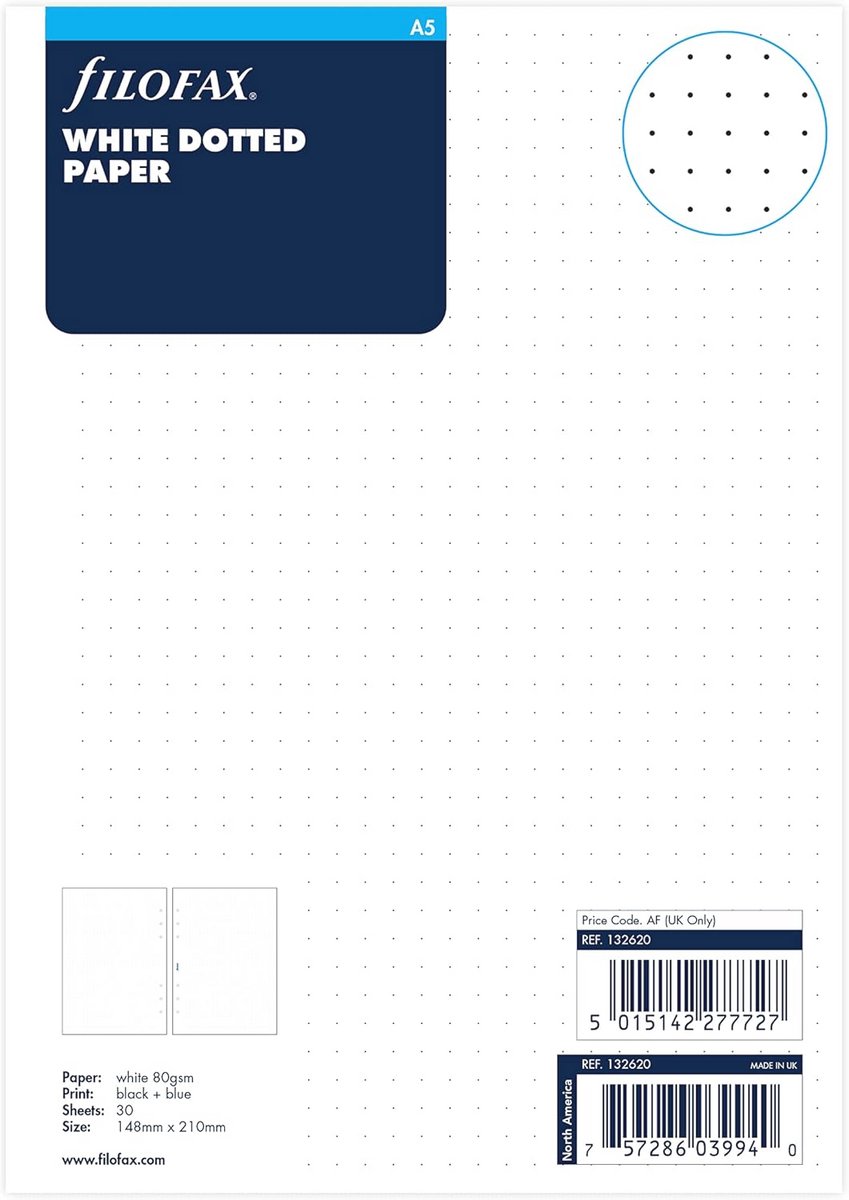 A5 Organizer Gestippelde Vulling - Wit Papier voor Planner