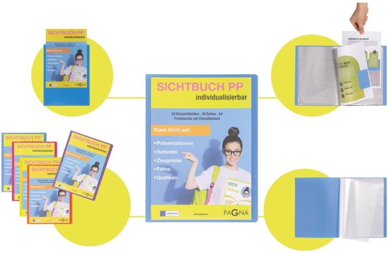 Pagna 21013-13, Project folder, A4, Polypropyleen (PP), Lichtblauw, 40 ...