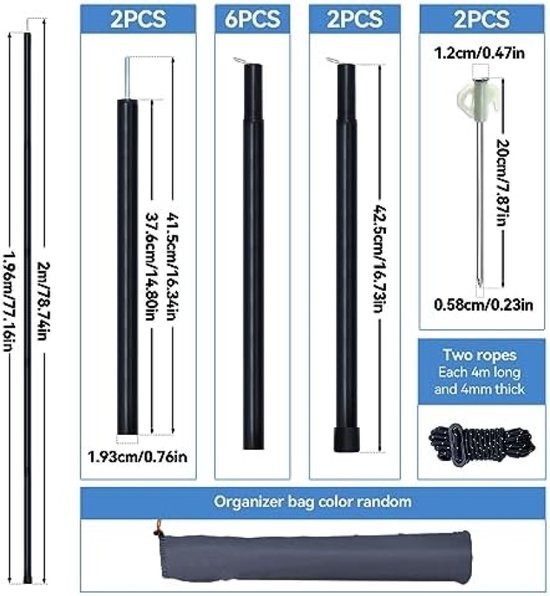 imgokaha Koolstofvezel tentstokken, set van 2, telescoopstang voor tenten, tarp, koolstofvezel, verstelbaar, 60-300 cm, tentstokken voor tarps en zonnezeilen imgokaha Koolstofvezel tentstokken, set van 2, telescoopstang voor tenten, tarp, koolstofvezel, verstelbaar, 60-300 cm, tentstokken voor tarps en zonnezeilen