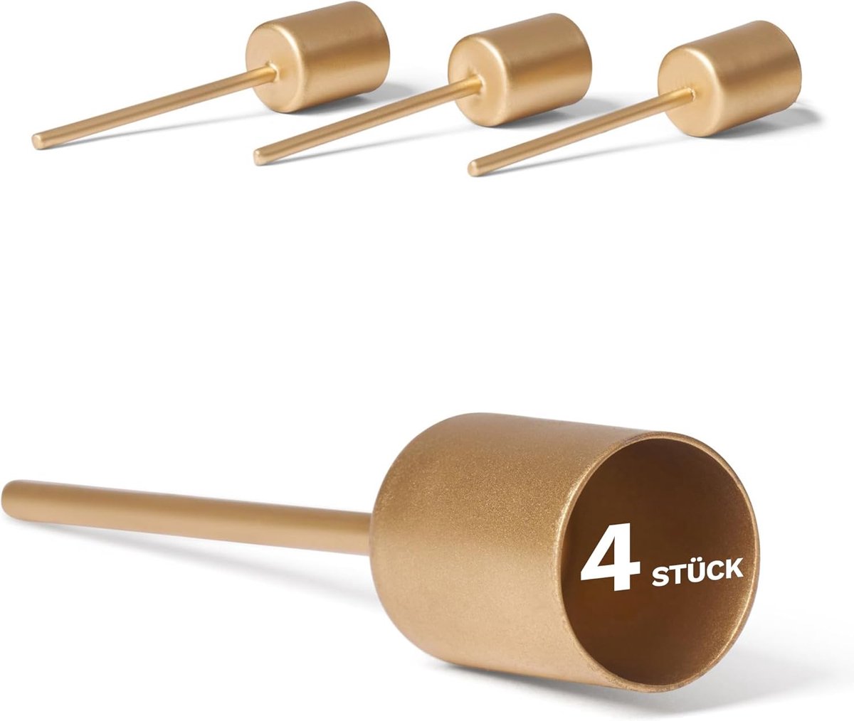 Novaliv 4x Gouden kaarsenhouders I Kaarsenstoker 10 x 2,5 cm kaarsenplug voor kaarsen Kerstdecoratie I Kaarsenspeld Adventskrans decoratie kandelaar