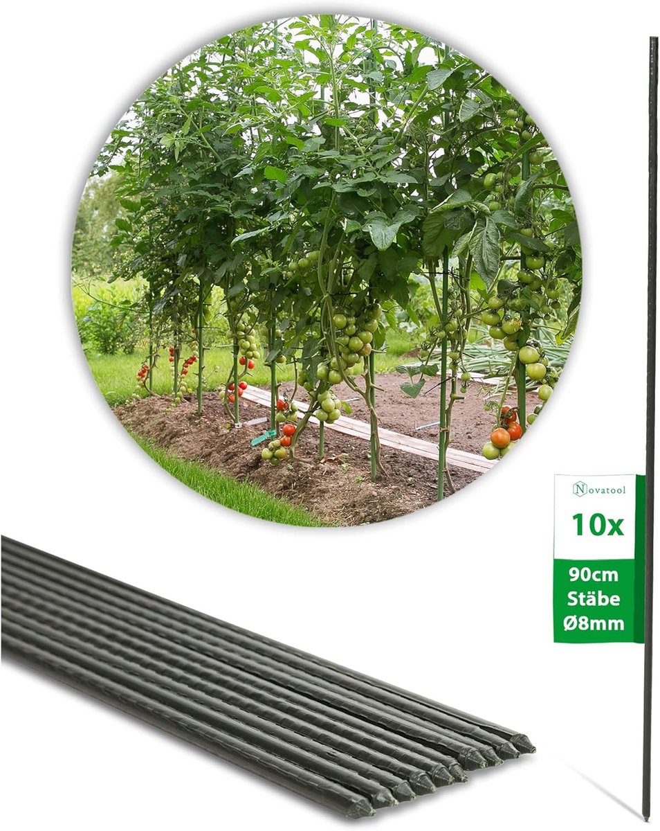 10 plantenstokken 90 cm groen 8 mm diameter trellisstokken trellisondersteuning tomatenstokken bloemenhouder